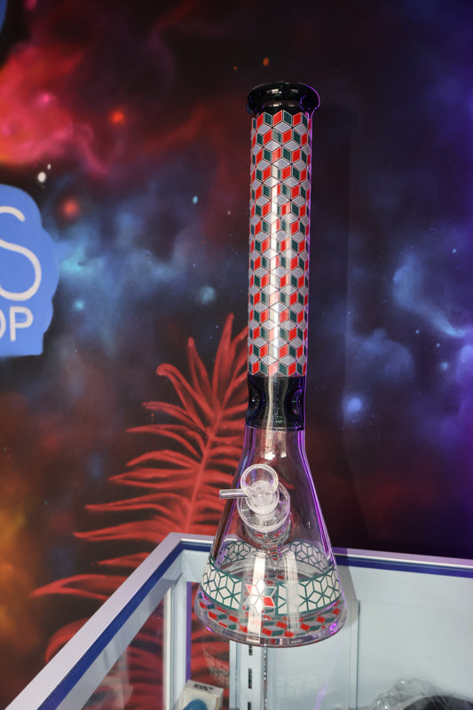 Bong de Vidrio con Diseño Geométrico Hexagonal