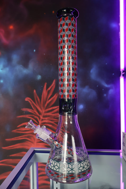Bong de Vidrio con Diseño Geométrico Hexagonal
