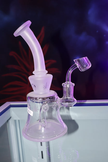 Mini Bong de Vidrio Frosted con Grabados y Cuello Inclinado